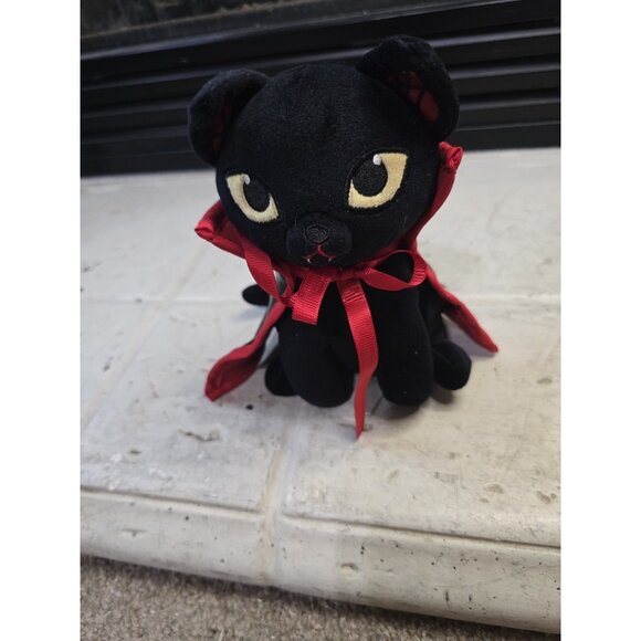 Victor The Vampire Cat By Plushible 7 Inches Black With Spiderweb Accents - Picture 1 of 5